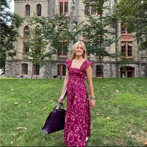 The Hill House Home Ellie Nap Dress - Burgundy Botanical